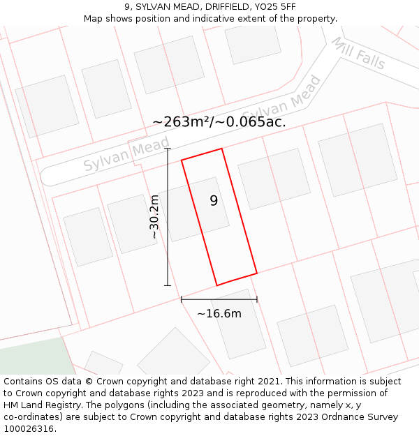 9, SYLVAN MEAD, DRIFFIELD, YO25 5FF: Plot and title map
