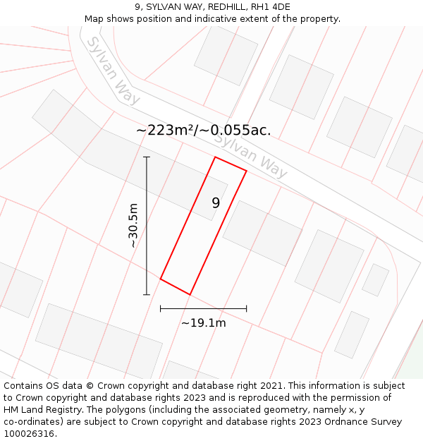 9, SYLVAN WAY, REDHILL, RH1 4DE: Plot and title map