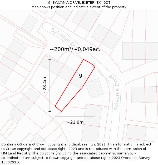 9, SYLVANIA DRIVE, EXETER, EX4 5DT: Plot and title map
