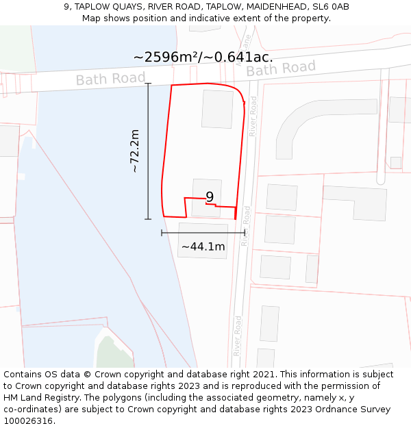 9, TAPLOW QUAYS, RIVER ROAD, TAPLOW, MAIDENHEAD, SL6 0AB: Plot and title map