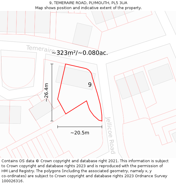 9, TEMERAIRE ROAD, PLYMOUTH, PL5 3UA: Plot and title map