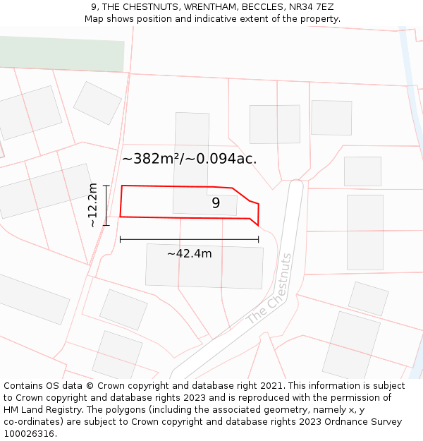 9, THE CHESTNUTS, WRENTHAM, BECCLES, NR34 7EZ: Plot and title map