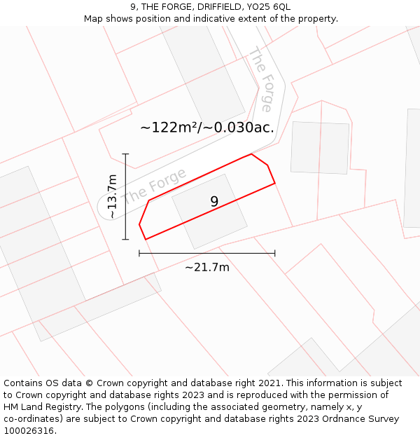 9, THE FORGE, DRIFFIELD, YO25 6QL: Plot and title map