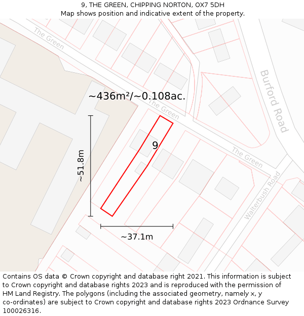9, THE GREEN, CHIPPING NORTON, OX7 5DH: Plot and title map
