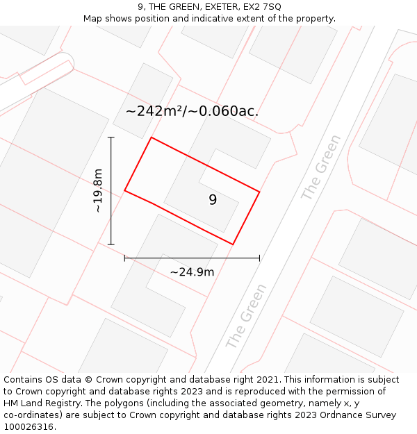 9, THE GREEN, EXETER, EX2 7SQ: Plot and title map