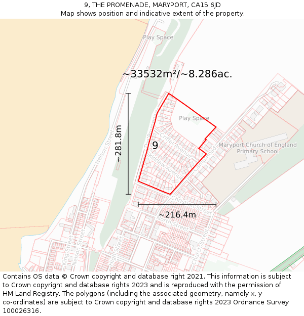 9, THE PROMENADE, MARYPORT, CA15 6JD: Plot and title map