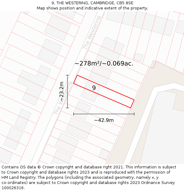 9, THE WESTERING, CAMBRIDGE, CB5 8SE: Plot and title map