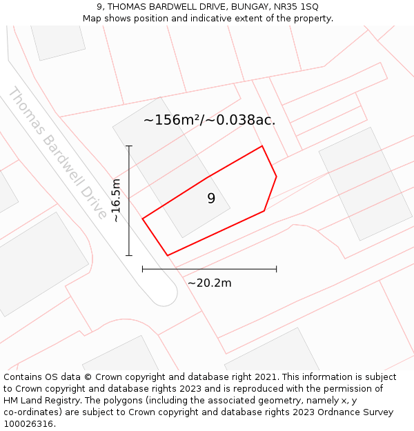 9, THOMAS BARDWELL DRIVE, BUNGAY, NR35 1SQ: Plot and title map