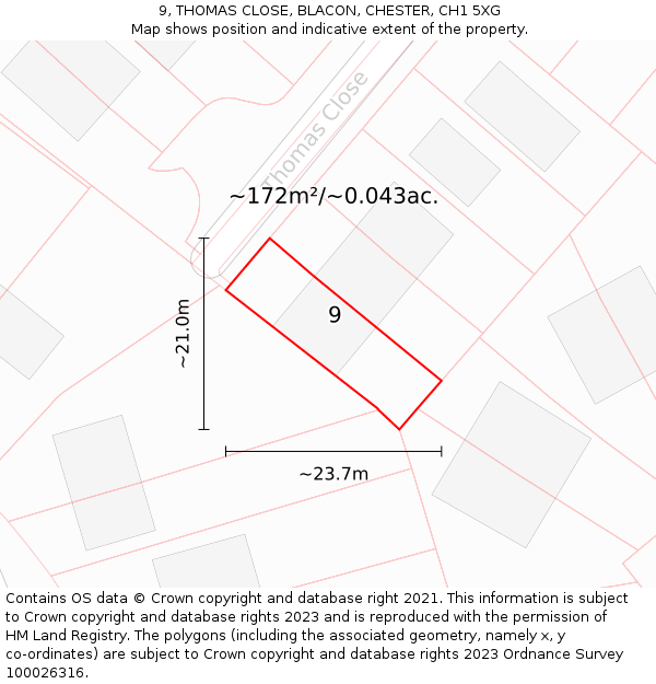 9, THOMAS CLOSE, BLACON, CHESTER, CH1 5XG: Plot and title map