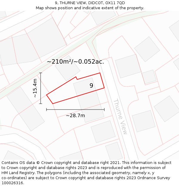 9, THURNE VIEW, DIDCOT, OX11 7QD: Plot and title map