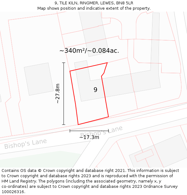 9, TILE KILN, RINGMER, LEWES, BN8 5LR: Plot and title map