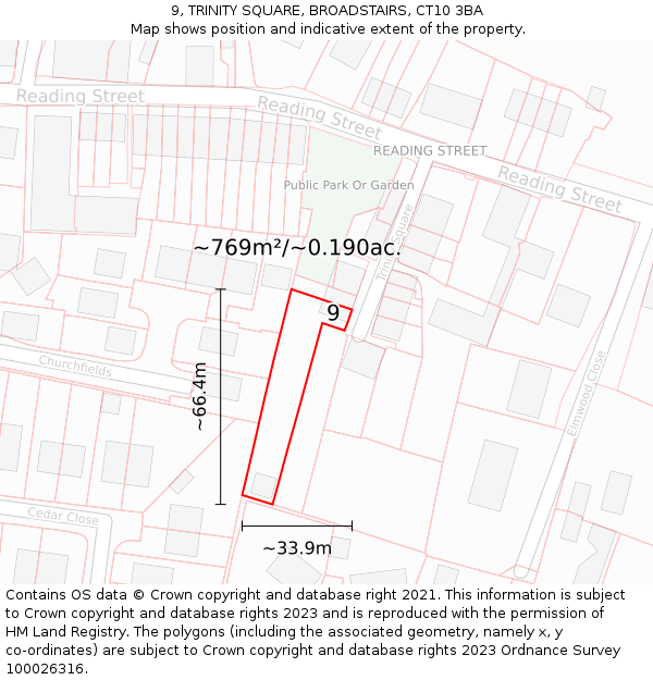 9, TRINITY SQUARE, BROADSTAIRS, CT10 3BA: Plot and title map