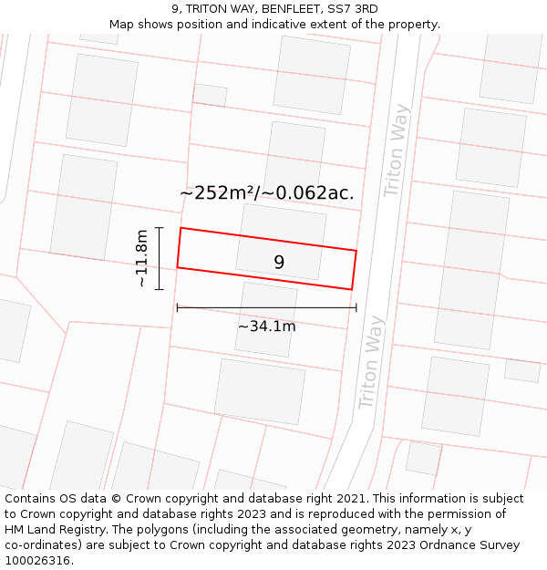 9, TRITON WAY, BENFLEET, SS7 3RD: Plot and title map