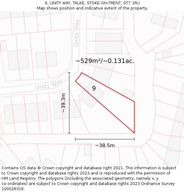9, UNITY WAY, TALKE, STOKE-ON-TRENT, ST7 1RU: Plot and title map
