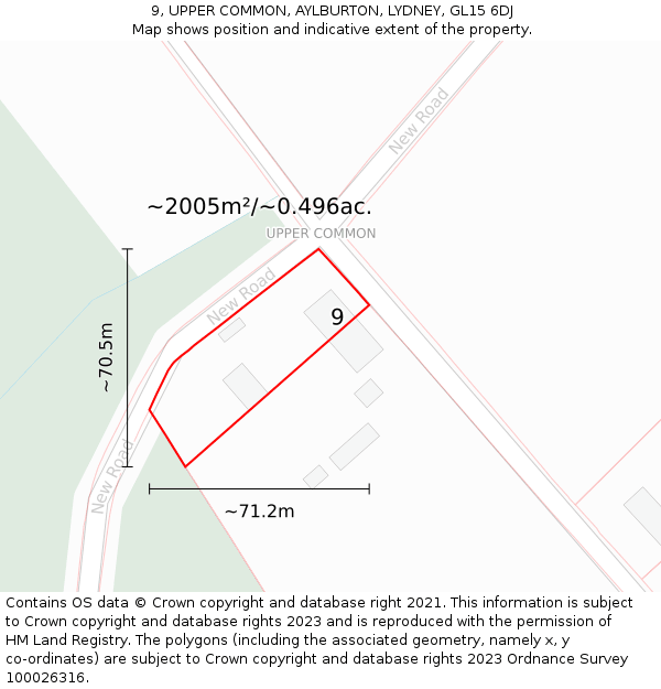 9, UPPER COMMON, AYLBURTON, LYDNEY, GL15 6DJ: Plot and title map