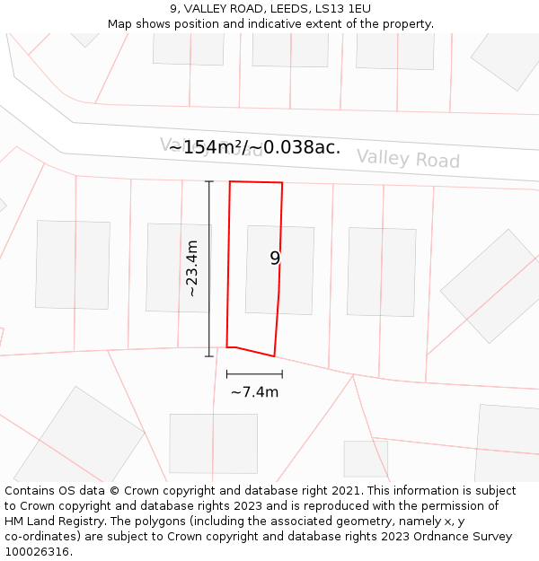 9, VALLEY ROAD, LEEDS, LS13 1EU: Plot and title map