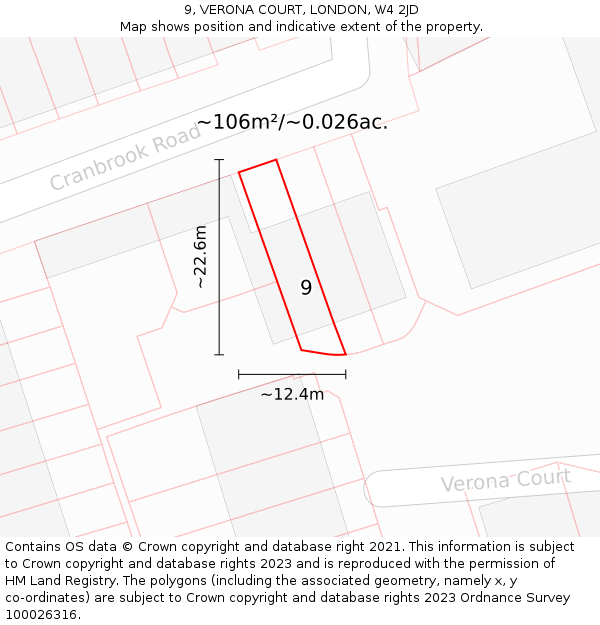 9, VERONA COURT, LONDON, W4 2JD: Plot and title map