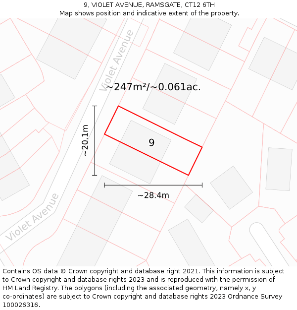 9, VIOLET AVENUE, RAMSGATE, CT12 6TH: Plot and title map