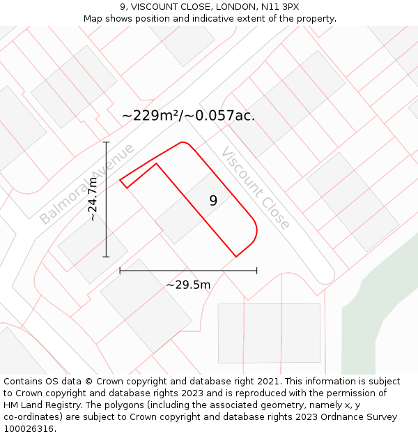 9, VISCOUNT CLOSE, LONDON, N11 3PX: Plot and title map