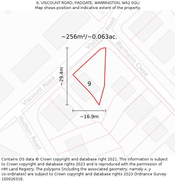9, VISCOUNT ROAD, PADGATE, WARRINGTON, WA2 0GU: Plot and title map