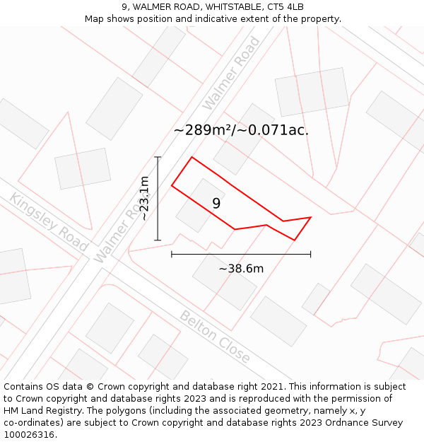 9, WALMER ROAD, WHITSTABLE, CT5 4LB: Plot and title map