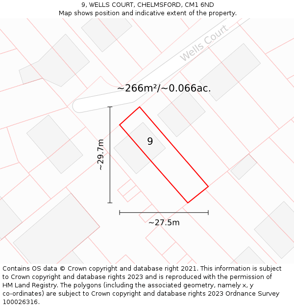 9, WELLS COURT, CHELMSFORD, CM1 6ND: Plot and title map