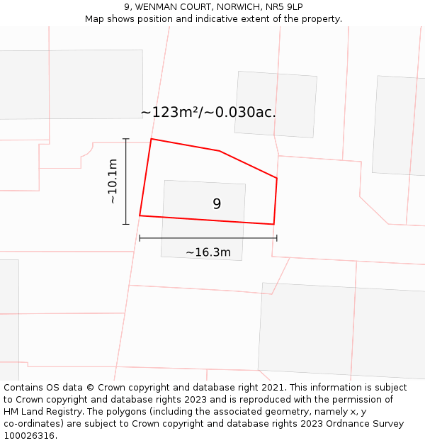 9, WENMAN COURT, NORWICH, NR5 9LP: Plot and title map