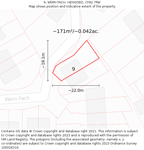 9, WERN FACH, HENGOED, CF82 7RW: Plot and title map