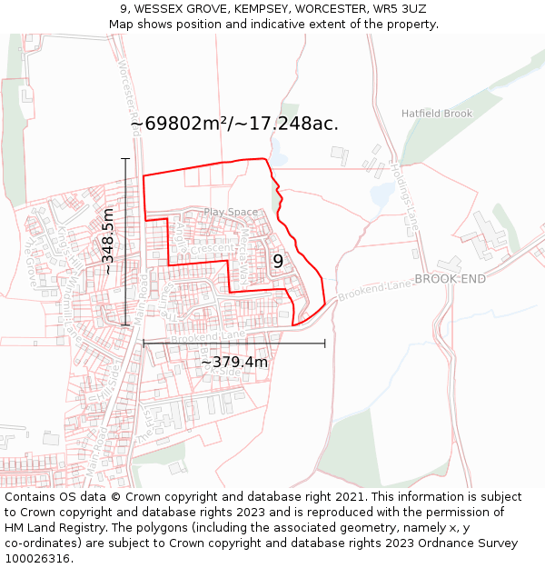 9, WESSEX GROVE, KEMPSEY, WORCESTER, WR5 3UZ: Plot and title map