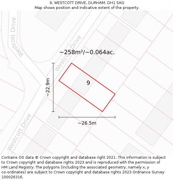 9, WESTCOTT DRIVE, DURHAM, DH1 5AG: Plot and title map
