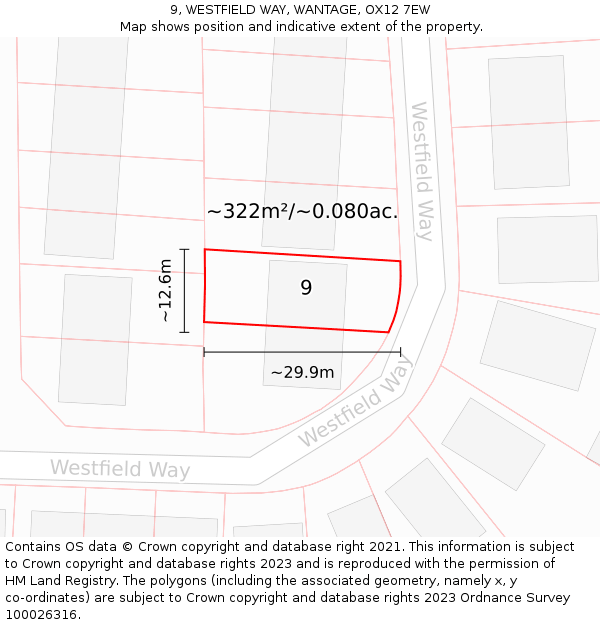 9, WESTFIELD WAY, WANTAGE, OX12 7EW: Plot and title map