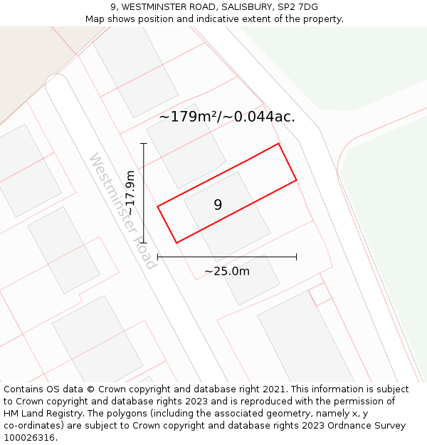 9, WESTMINSTER ROAD, SALISBURY, SP2 7DG: Plot and title map