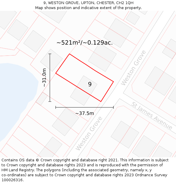 9, WESTON GROVE, UPTON, CHESTER, CH2 1QH: Plot and title map