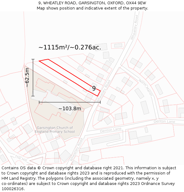 9, WHEATLEY ROAD, GARSINGTON, OXFORD, OX44 9EW: Plot and title map
