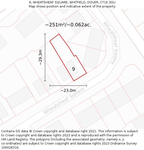 9, WHEATSHEAF SQUARE, WHITFIELD, DOVER, CT16 3GU: Plot and title map