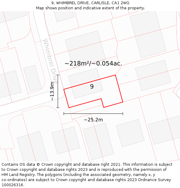 9, WHIMBREL DRIVE, CARLISLE, CA1 2WG: Plot and title map