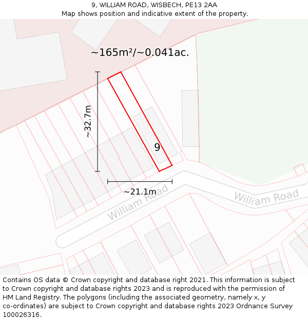 9, WILLIAM ROAD, WISBECH, PE13 2AA: Plot and title map