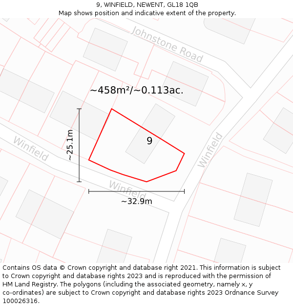 9, WINFIELD, NEWENT, GL18 1QB: Plot and title map