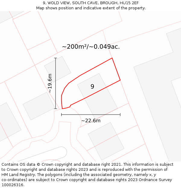 9, WOLD VIEW, SOUTH CAVE, BROUGH, HU15 2EF: Plot and title map