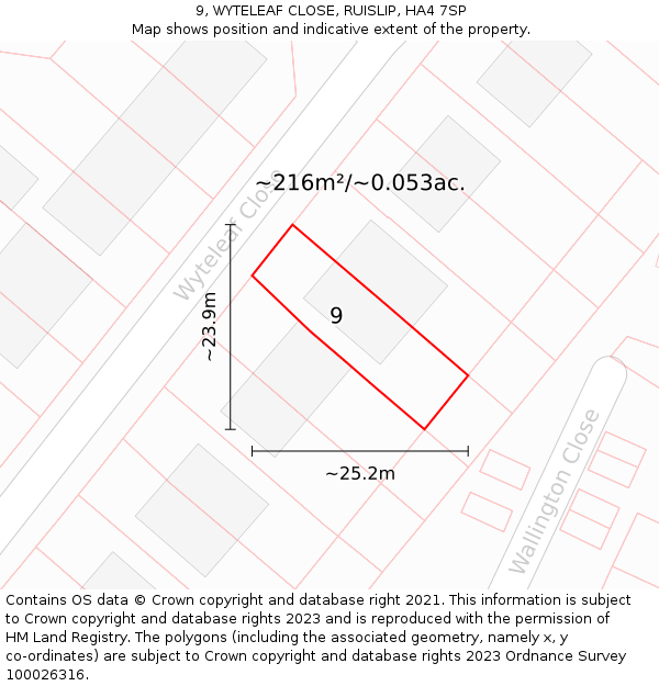 9, WYTELEAF CLOSE, RUISLIP, HA4 7SP: Plot and title map