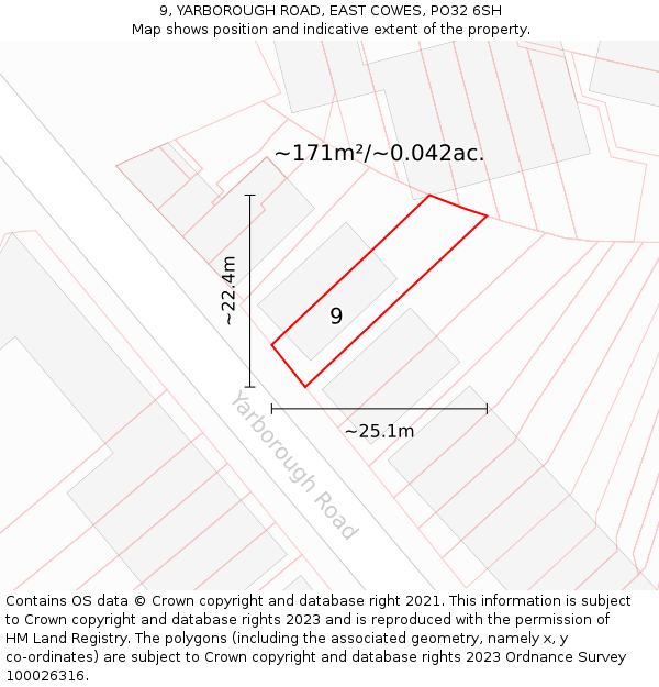 9, YARBOROUGH ROAD, EAST COWES, PO32 6SH: Plot and title map