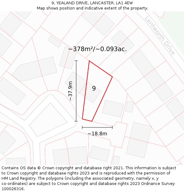 9, YEALAND DRIVE, LANCASTER, LA1 4EW: Plot and title map