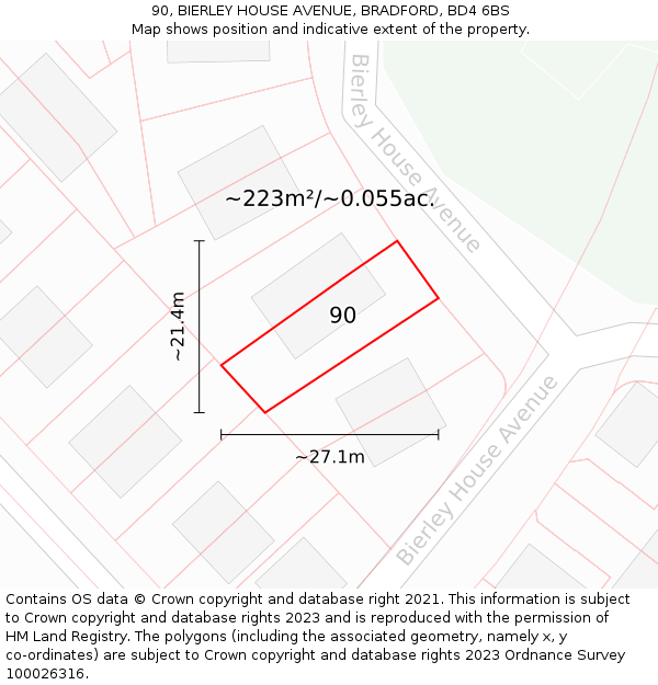 90, BIERLEY HOUSE AVENUE, BRADFORD, BD4 6BS: Plot and title map