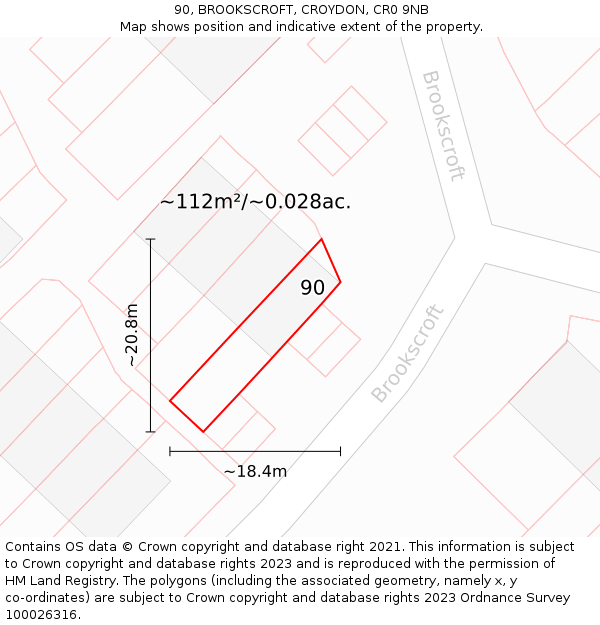 90, BROOKSCROFT, CROYDON, CR0 9NB: Plot and title map