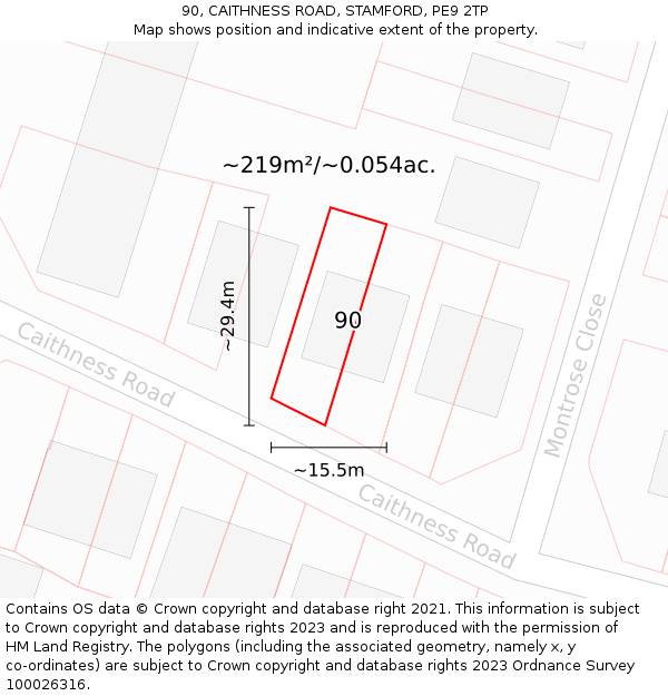 90, CAITHNESS ROAD, STAMFORD, PE9 2TP: Plot and title map