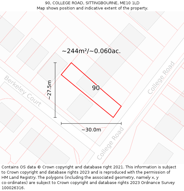 90, COLLEGE ROAD, SITTINGBOURNE, ME10 1LD: Plot and title map