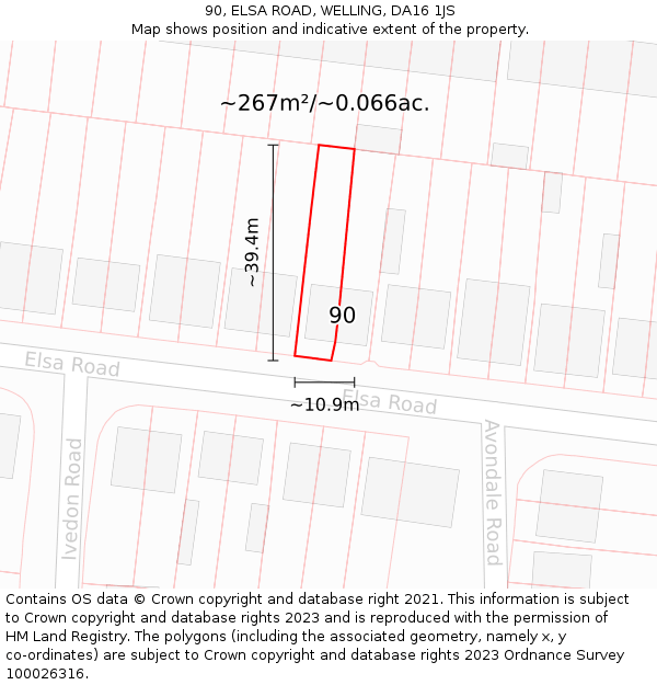 90, ELSA ROAD, WELLING, DA16 1JS: Plot and title map