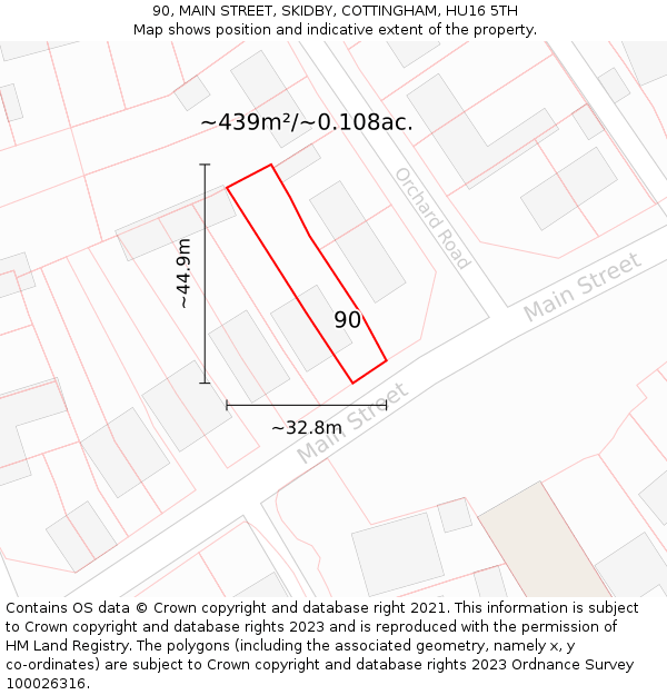 90, MAIN STREET, SKIDBY, COTTINGHAM, HU16 5TH: Plot and title map