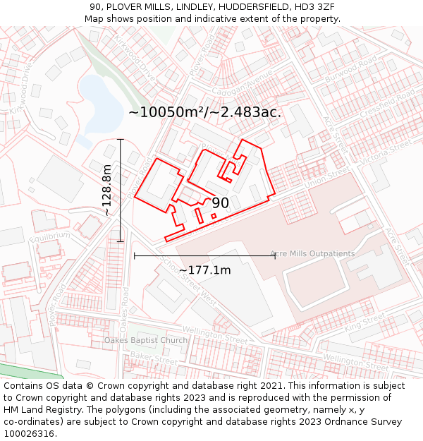 90, PLOVER MILLS, LINDLEY, HUDDERSFIELD, HD3 3ZF: Plot and title map