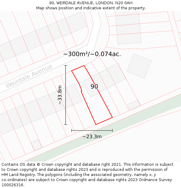 90, WEIRDALE AVENUE, LONDON, N20 0AH: Plot and title map